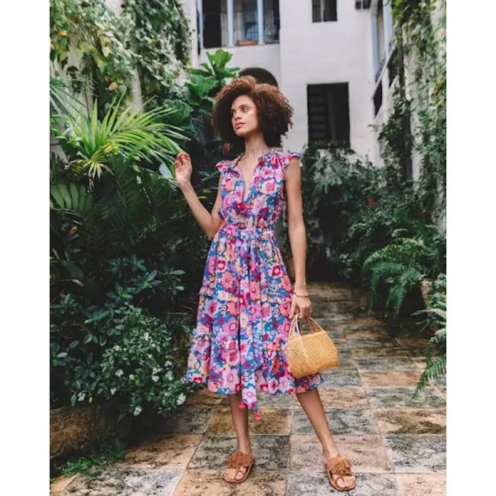 Figue Pippa Floral Tiered Ruffle Dress Size XL - Picture 3 of 13